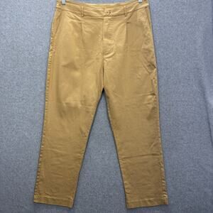 For Days Women's XL Organic Cotton Stretch Chino Pants Tan Khaki Minimalist